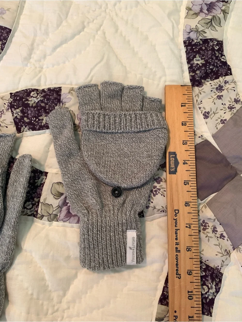 Unisex Gray Young Living brand Convertible Mittens - Cozy Fingerless Gloves
